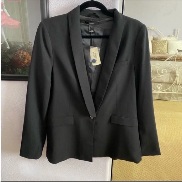 Women's Forever 21 Black Oversized Open Blazer Size Large - Picture 3 of 9